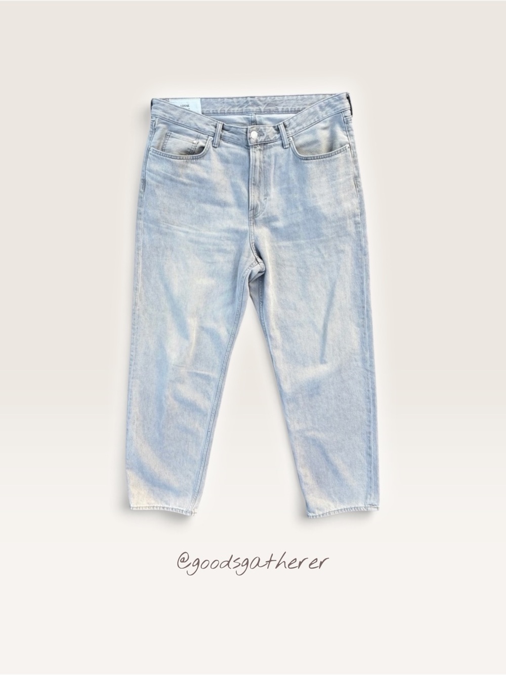 H&M Loose Fit Jeans 36x32 Light Wash Gray Blue 100% Cotton Denim